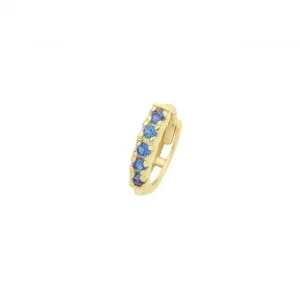 9ct Yellow Gold Sapphire Blue Zirconia Single Cartilage Huggies 7Mm ES1995S