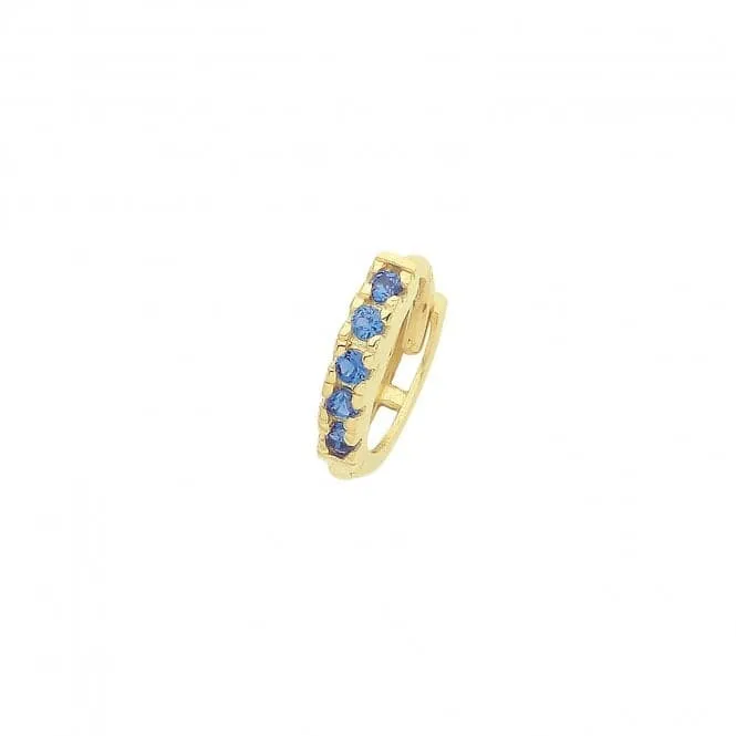 9ct Yellow Gold Sapphire Blue Zirconia Single Cartilage Huggies 7Mm ES1995S