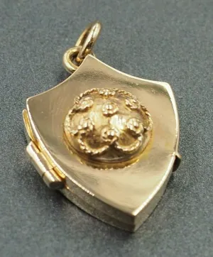 9ct Yellow Gold Shield Locket Pendant