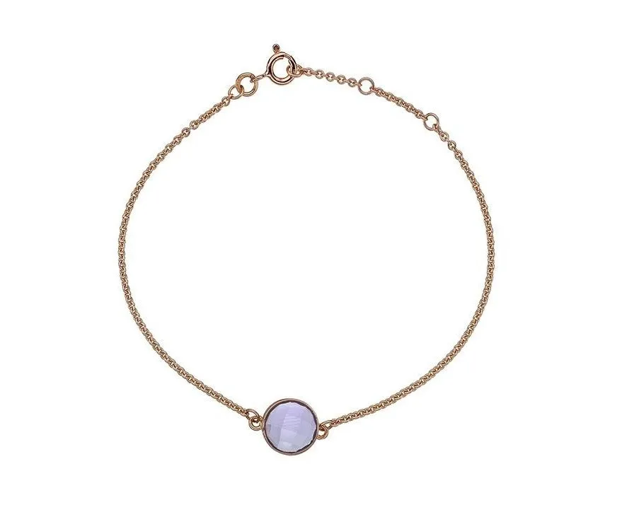 9K Rose Gold & Amethyst Adjustable Ladies Bracelet