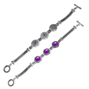 AB-6134-AM Sterling Silver Bracelet With Amethyst Q.