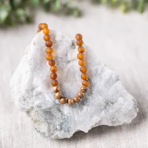 Adults | Sandalwood   Raw Cognac Amber Necklace
