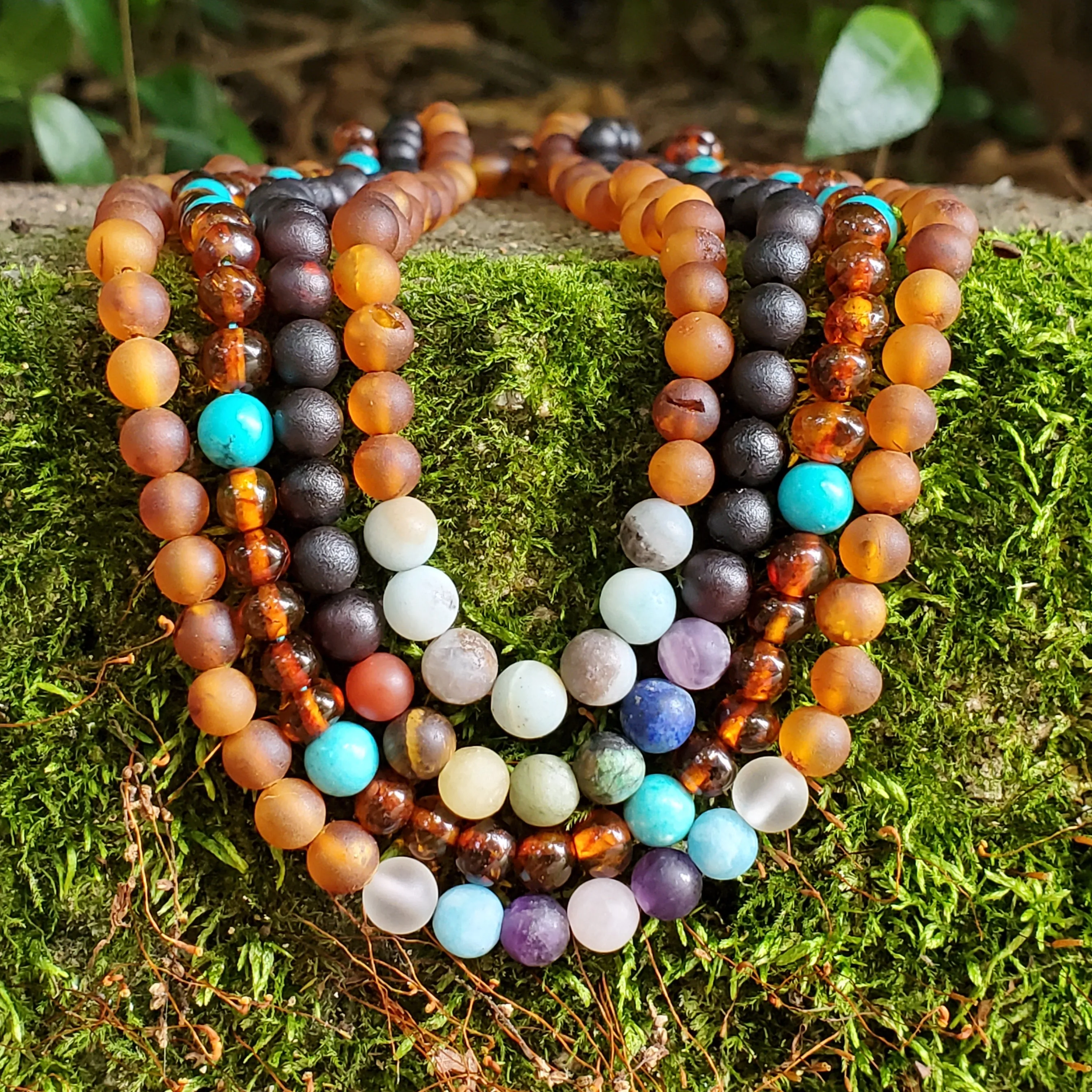 Adults | Turquoise   Cognac Amber Necklace