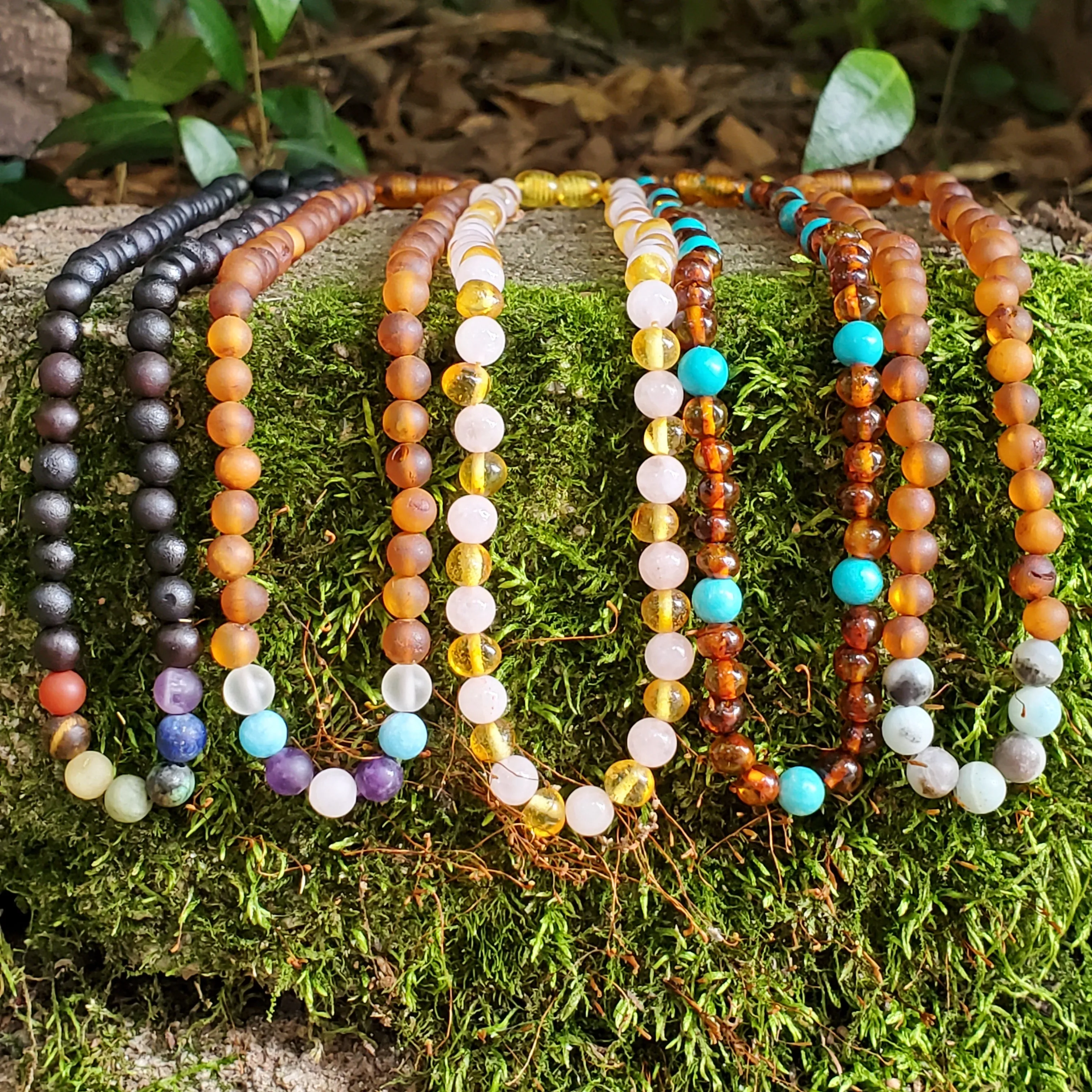 Adults | Turquoise   Cognac Amber Necklace