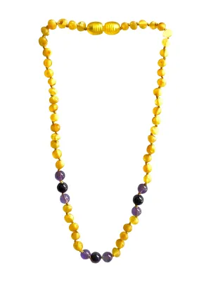 Amber, Amethyst, and Agate Necklace for Kids - Boost Immune System and Focus