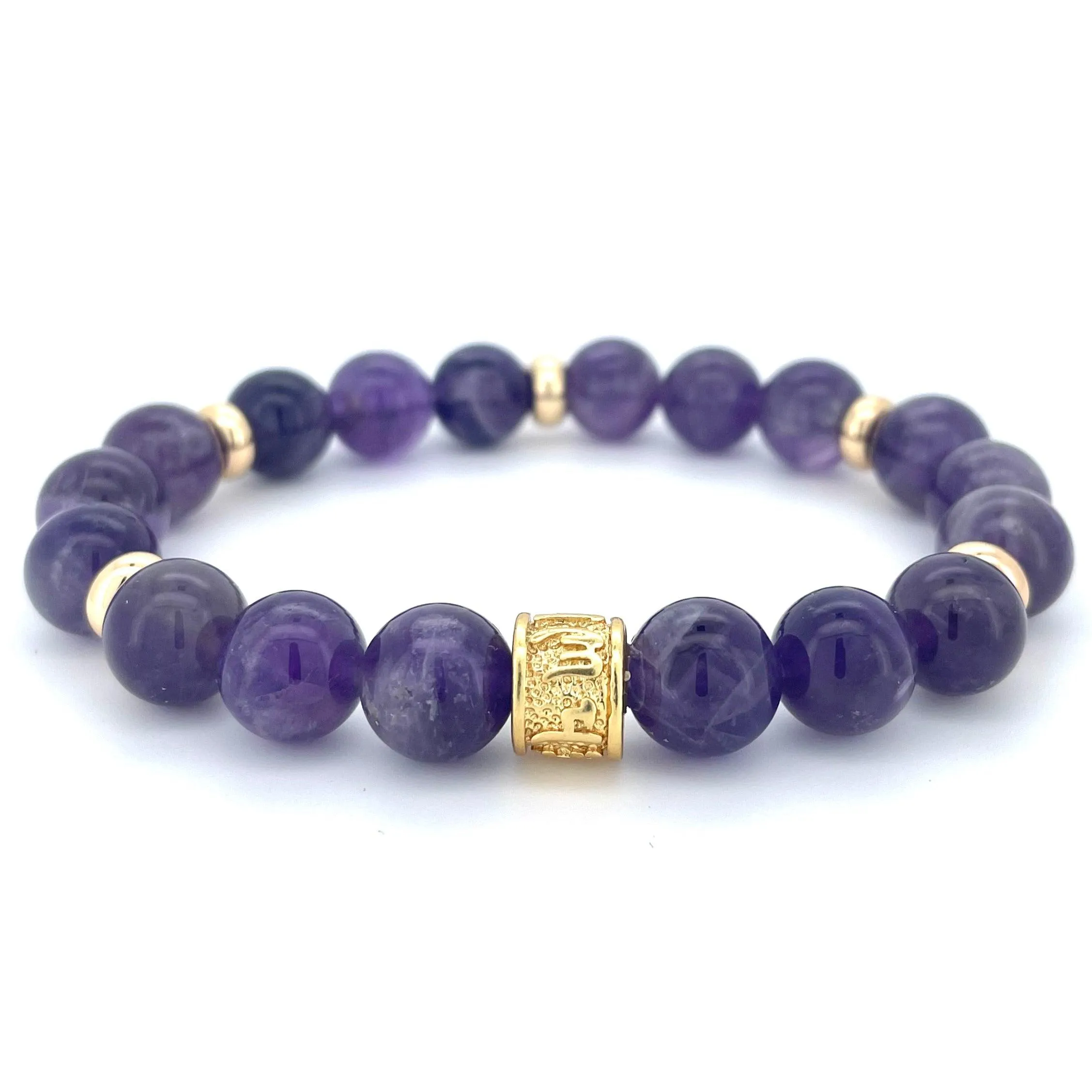 AMETHYST & GOLD BEADED BRACELET - HALCYON COLLECTION