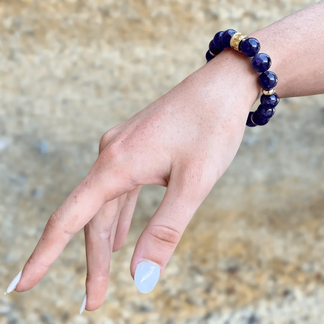 AMETHYST & GOLD BEADED BRACELET - HALCYON COLLECTION