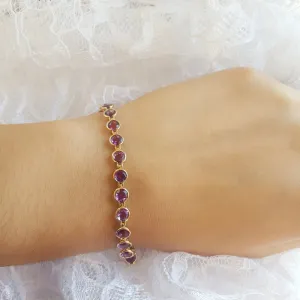 Amethyst Gold Bezel Bracelet