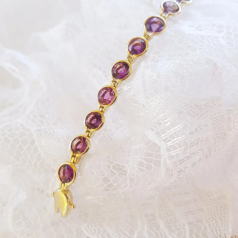 Amethyst Gold Bezel Bracelet