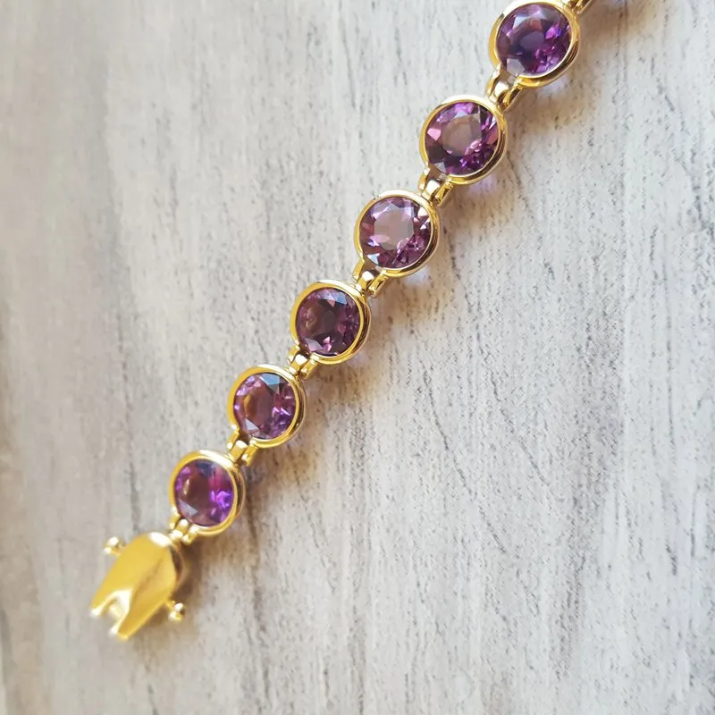 Amethyst Gold Bezel Bracelet