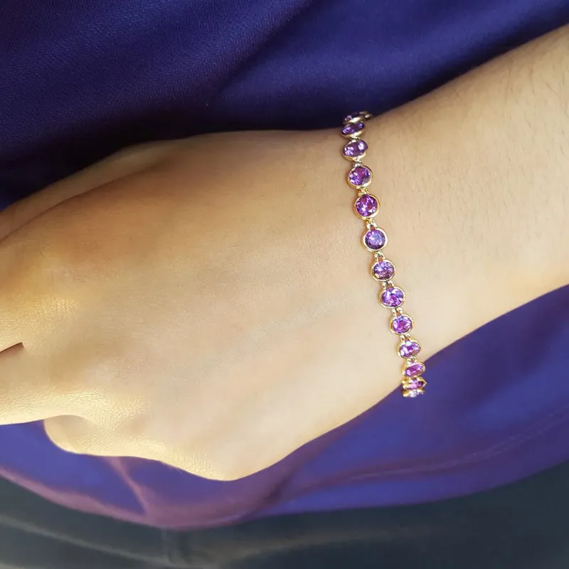 Amethyst Gold Bezel Bracelet