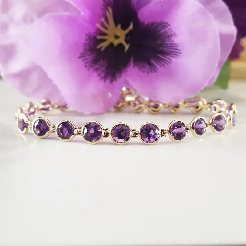 Amethyst Gold Bezel Bracelet