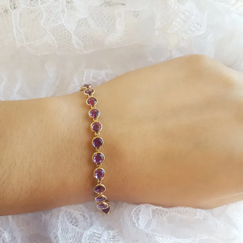 Amethyst Gold Bezel Bracelet