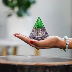 Amethyst With Tree Nubian Pyramid