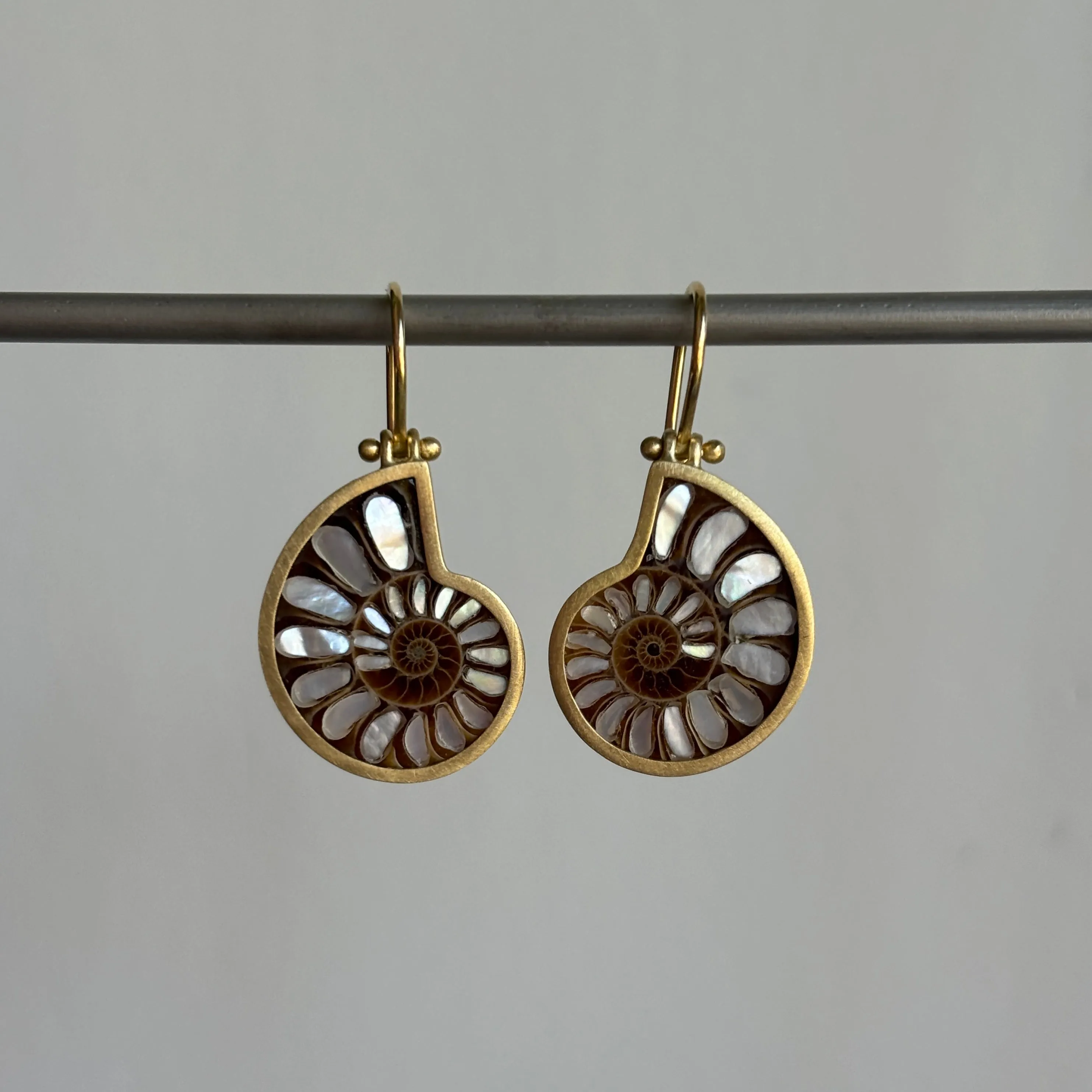 Ammonite Shell with Mother of Pearl Inlay Earrings