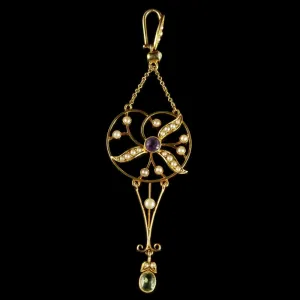 Antique Suffragette Edwardian Pendant 15ct Gold Circa 1910