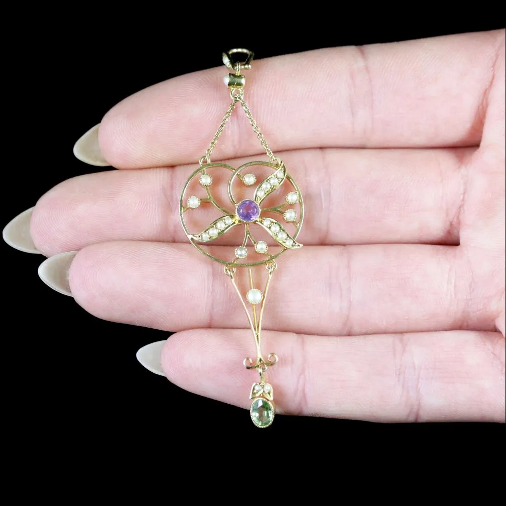 Antique Suffragette Edwardian Pendant 15ct Gold Circa 1910