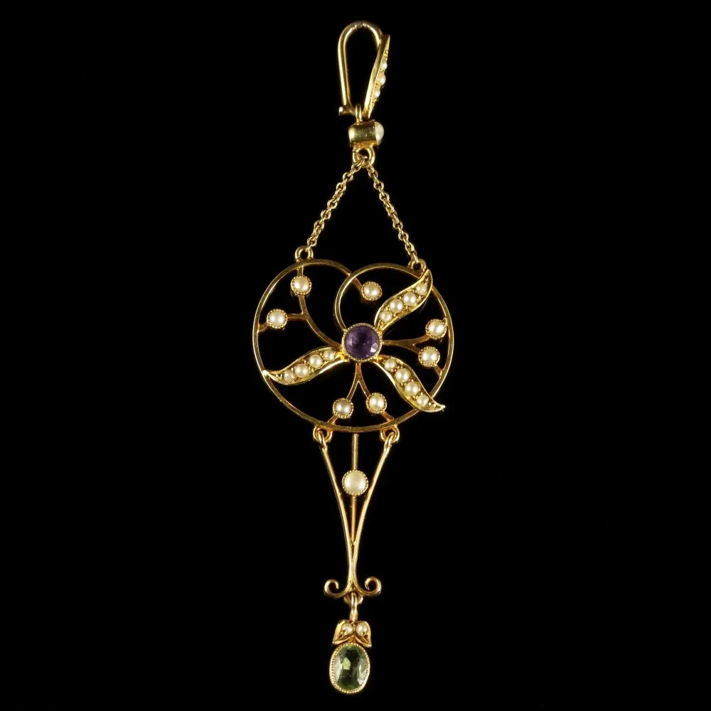 Antique Suffragette Edwardian Pendant 15ct Gold Circa 1910