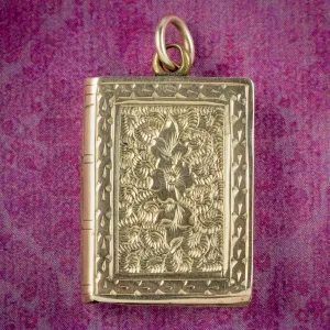 Antique Victorian Book Locket 15ct Gold Circa 1890