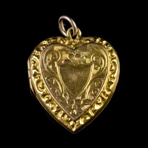 Antique Victorian Heart Locket 9ct Gold