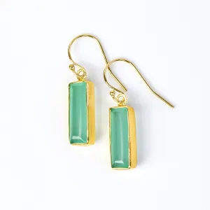 Aqua Chalcedony Bar Earrings : March Birthstone : Adira Series