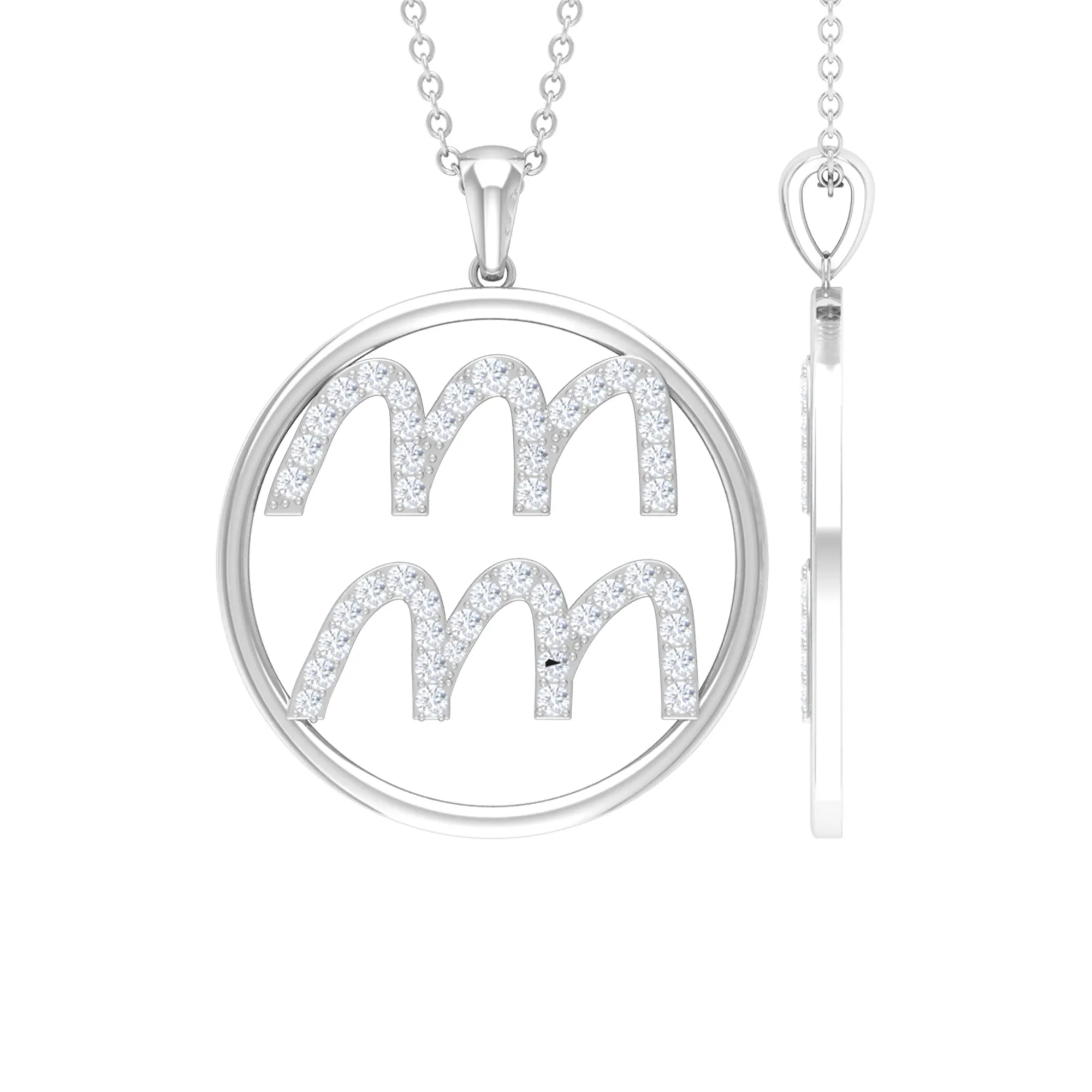 Aquarius Sign Moissanite Pendant Necklace