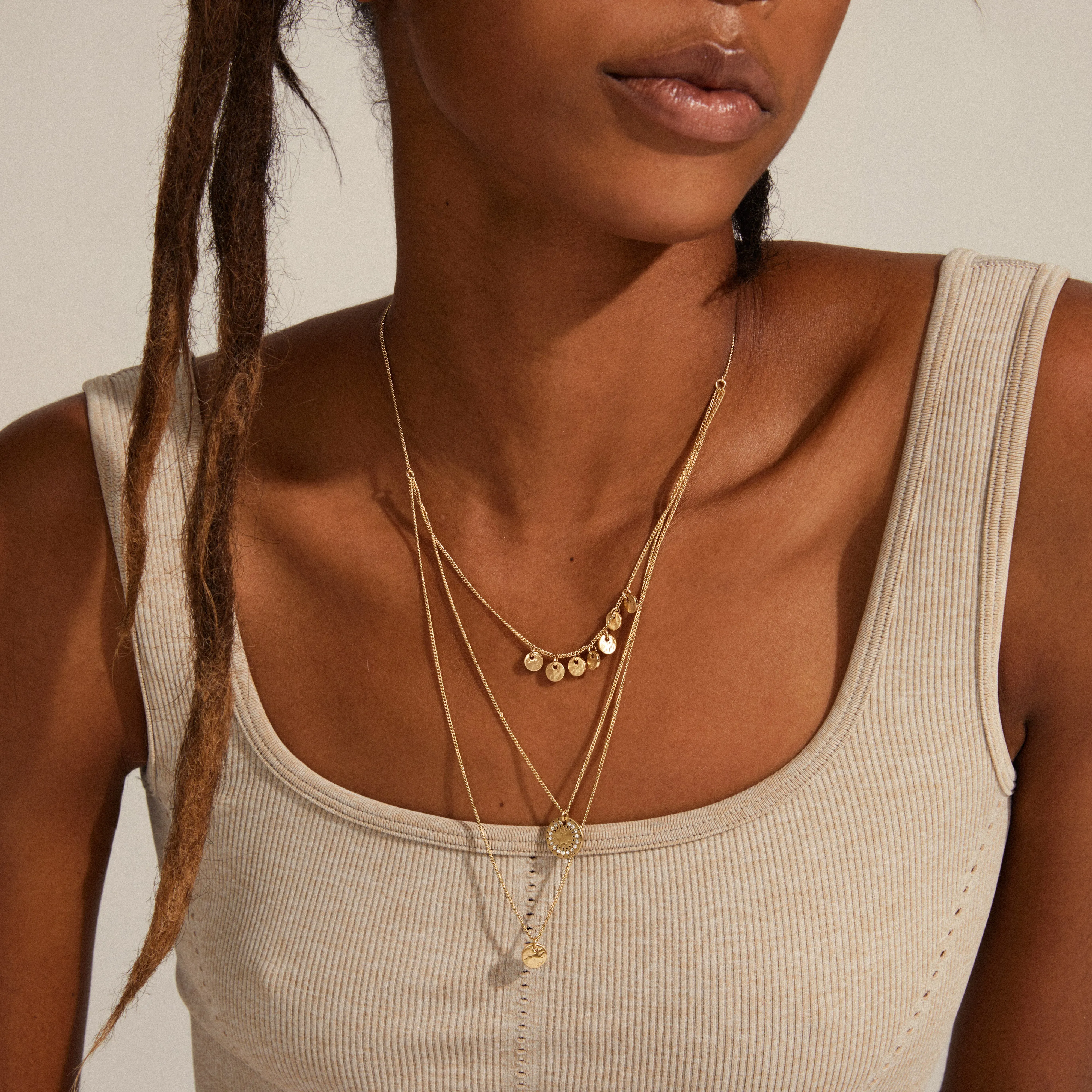 ARDEN 3-in-1  crystal necklace gold-plated