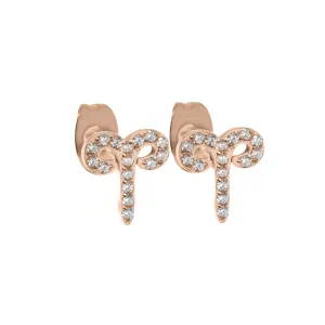 Aries Earrings with CZ Stones - Rose Gold