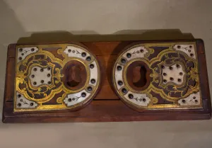 Arts and Crafts Wood, Brass and Bone Inlay Book Stand