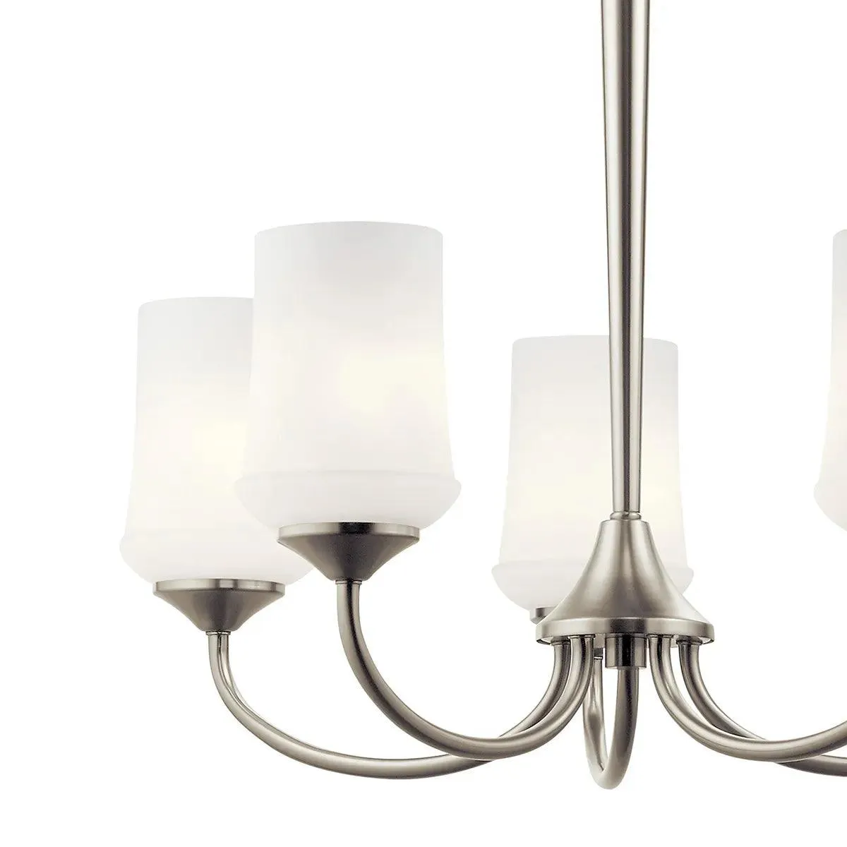 Aubrey 25" 5-Light Chandelier 1-Tier with Satin Etched Cased Opal Glass, Brushed Nickel Finish
