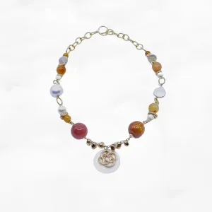 Autumn Gemstone and Pearl Station Necklace