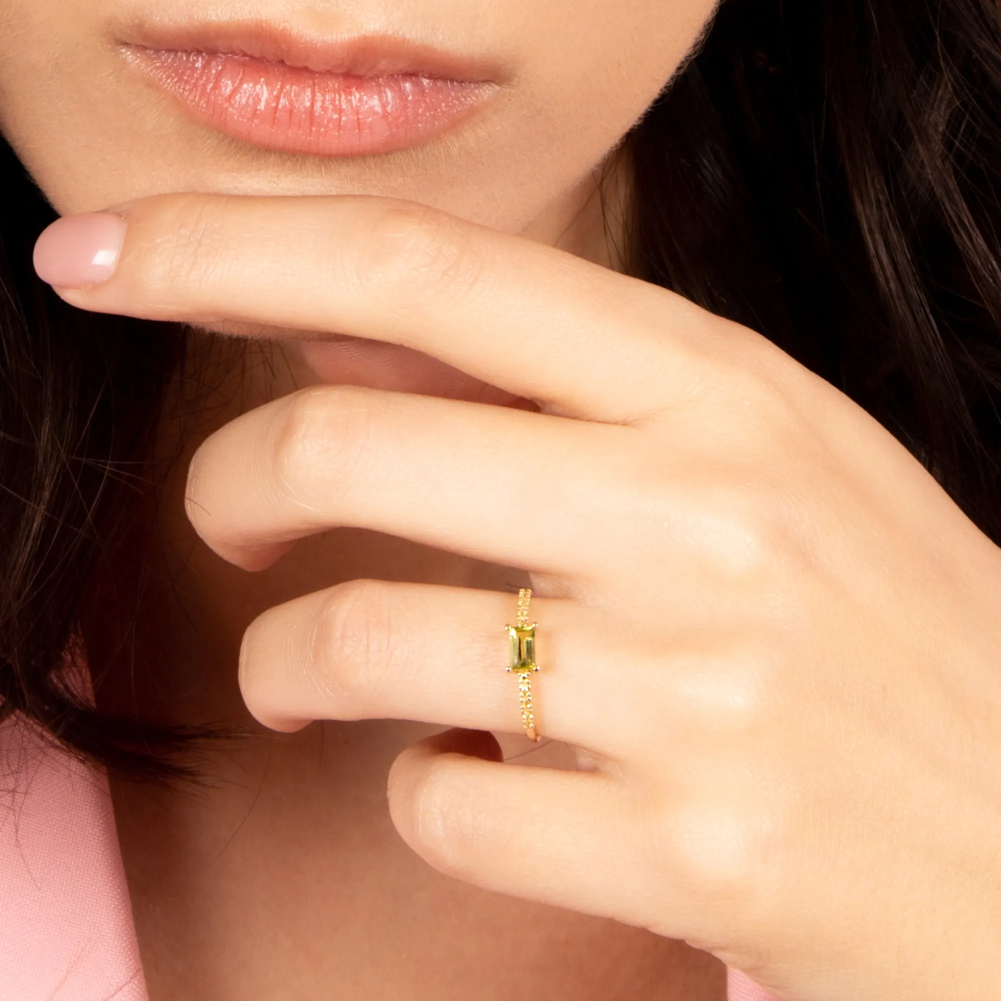 Bague "Perdiot" - Or Jaune Et Peridot / Zirconium