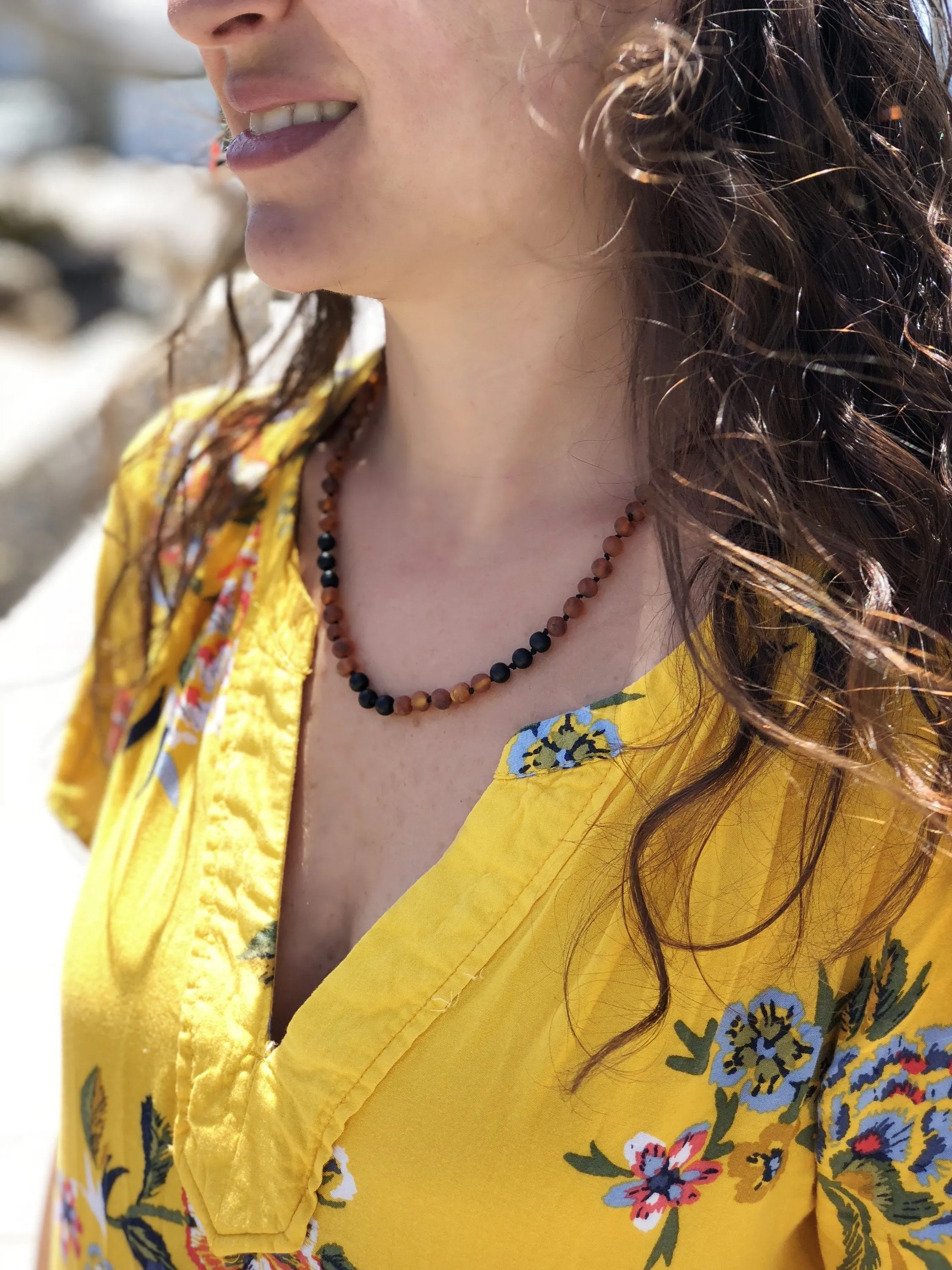 Baltic Amber and Shungite Necklace: Natural Radiation Blocker for Adults