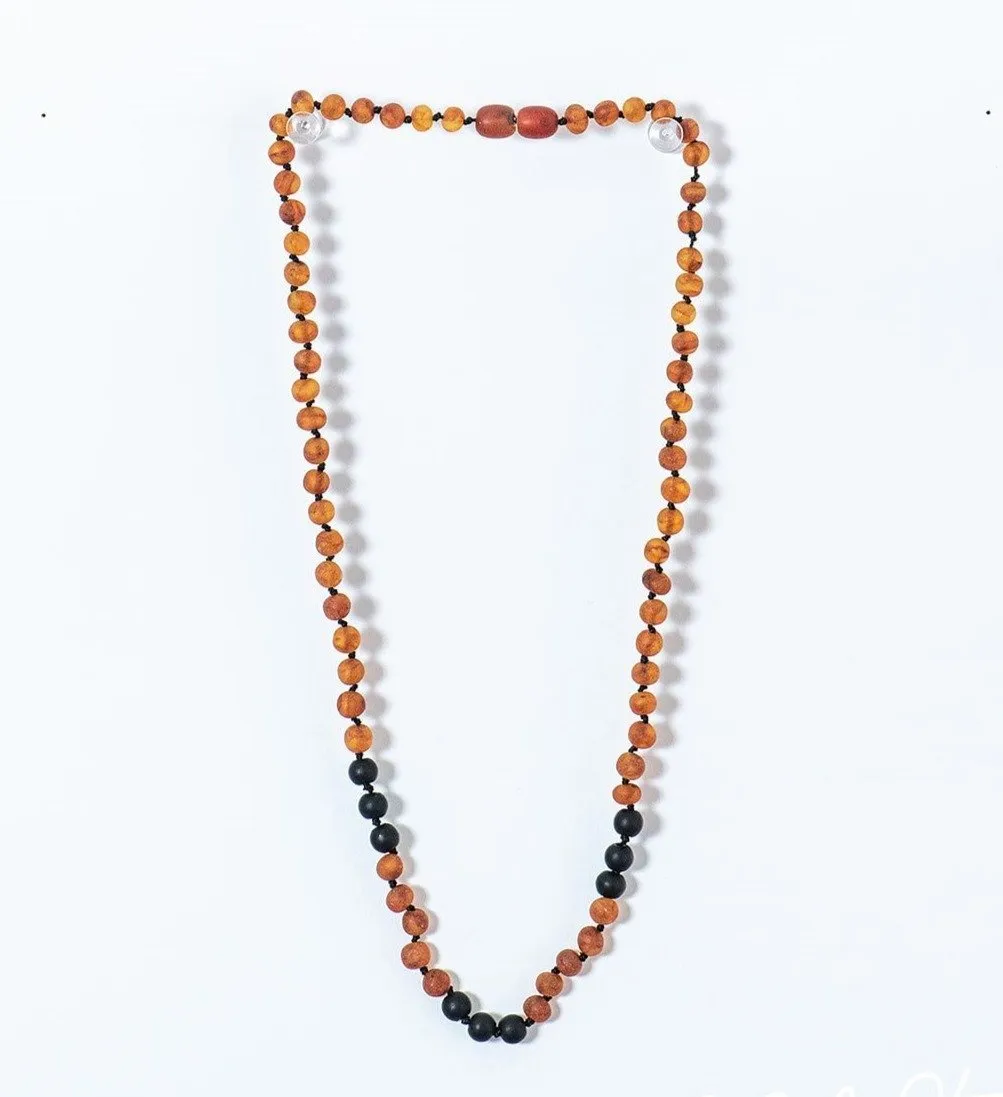 Baltic Amber and Shungite Necklace: Natural Radiation Blocker for Adults