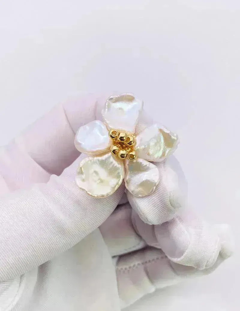 Baroque Pearl Earrings Female European And American Temperament Personality Flower Stud Earrings