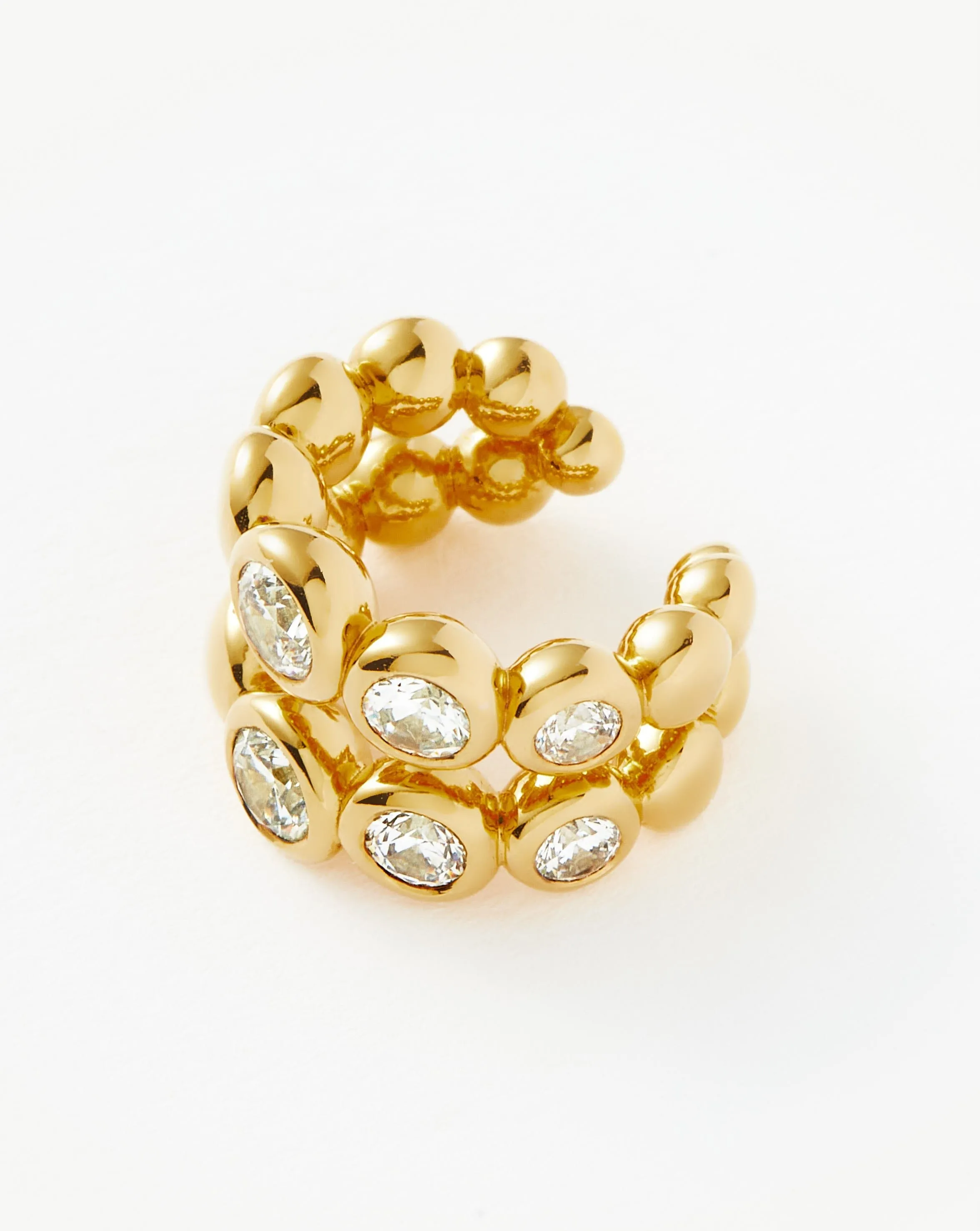 Beaded Stone Double Ear Cuff | 18ct Gold Vermeil/Cubic Zirconia