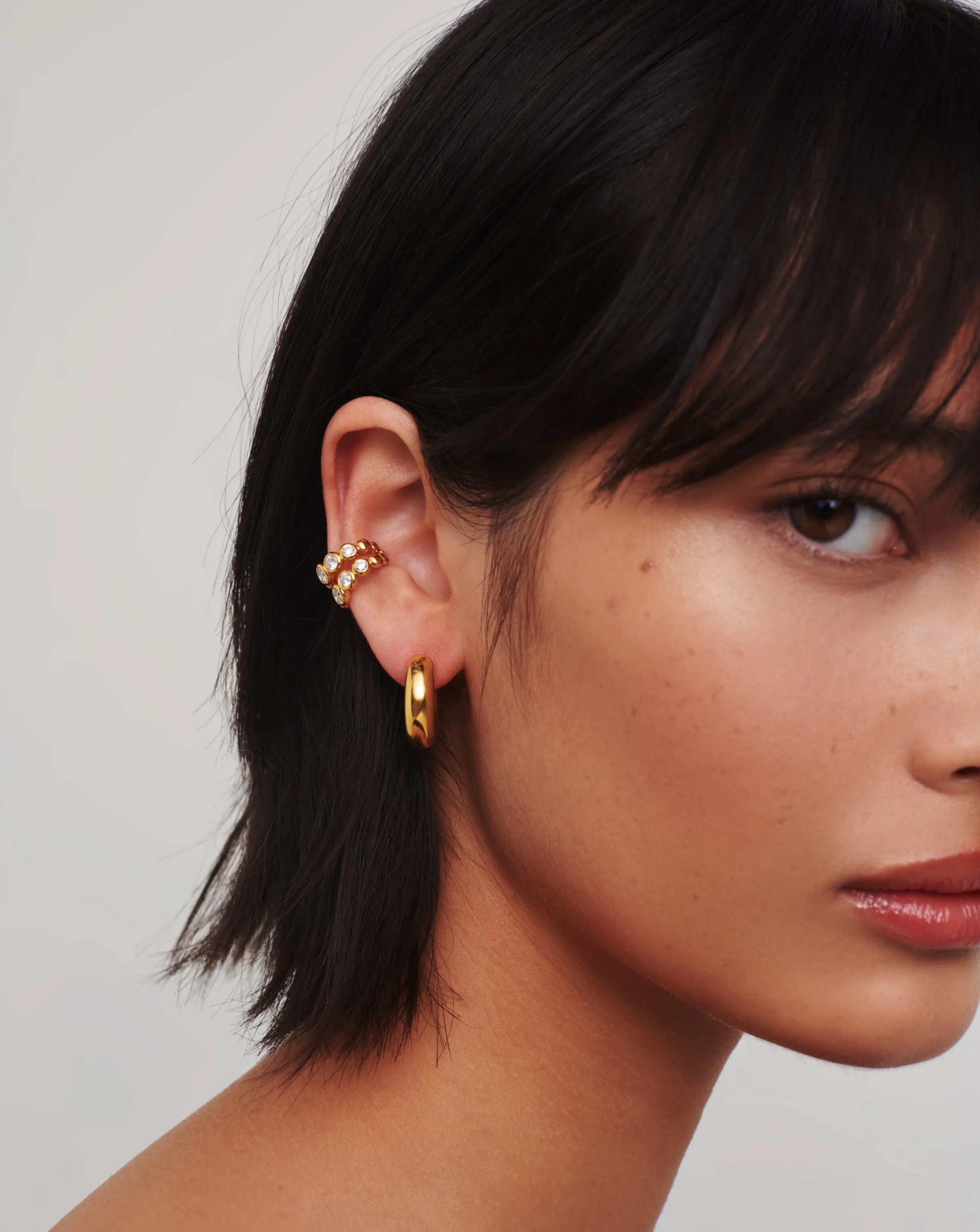 Beaded Stone Double Ear Cuff | 18ct Gold Vermeil/Cubic Zirconia