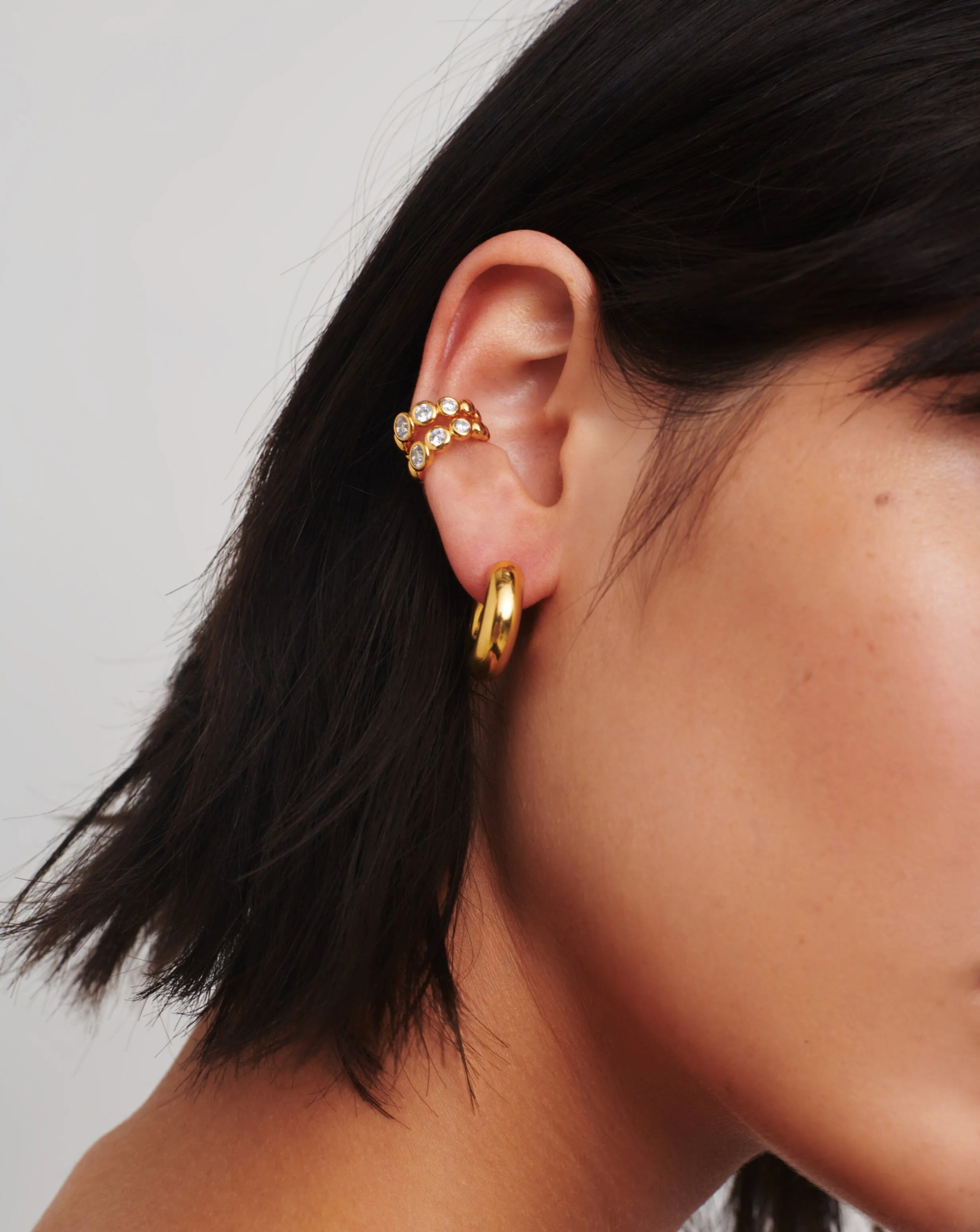 Beaded Stone Double Ear Cuff | 18ct Gold Vermeil/Cubic Zirconia
