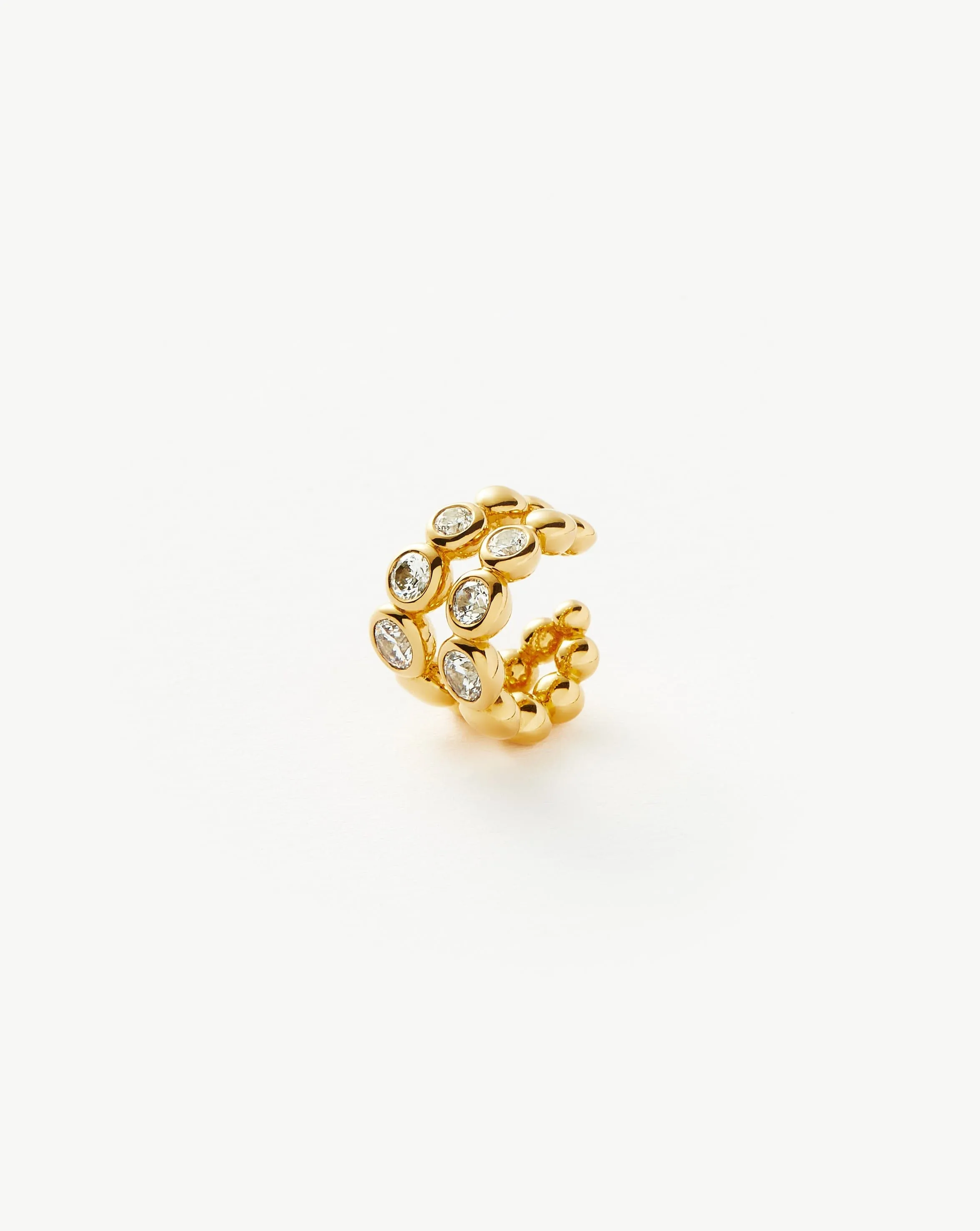 Beaded Stone Double Ear Cuff | 18ct Gold Vermeil/Cubic Zirconia