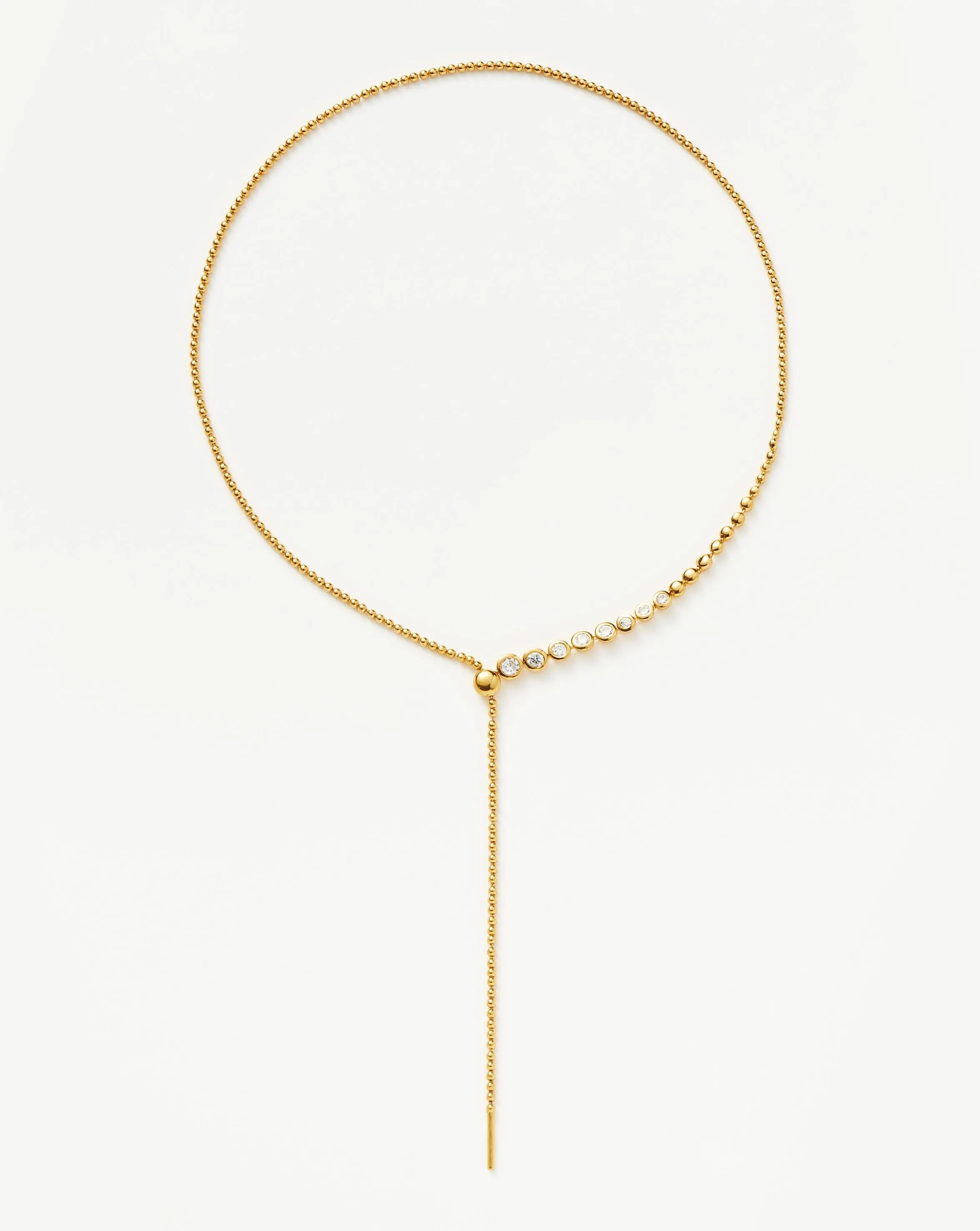Beaded Stone Slider Lariat Necklace | 18k Gold Vermeil/Cubic Zirconia