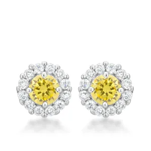 Belle Canary Yellow Halo Stud Earrings | 2ct