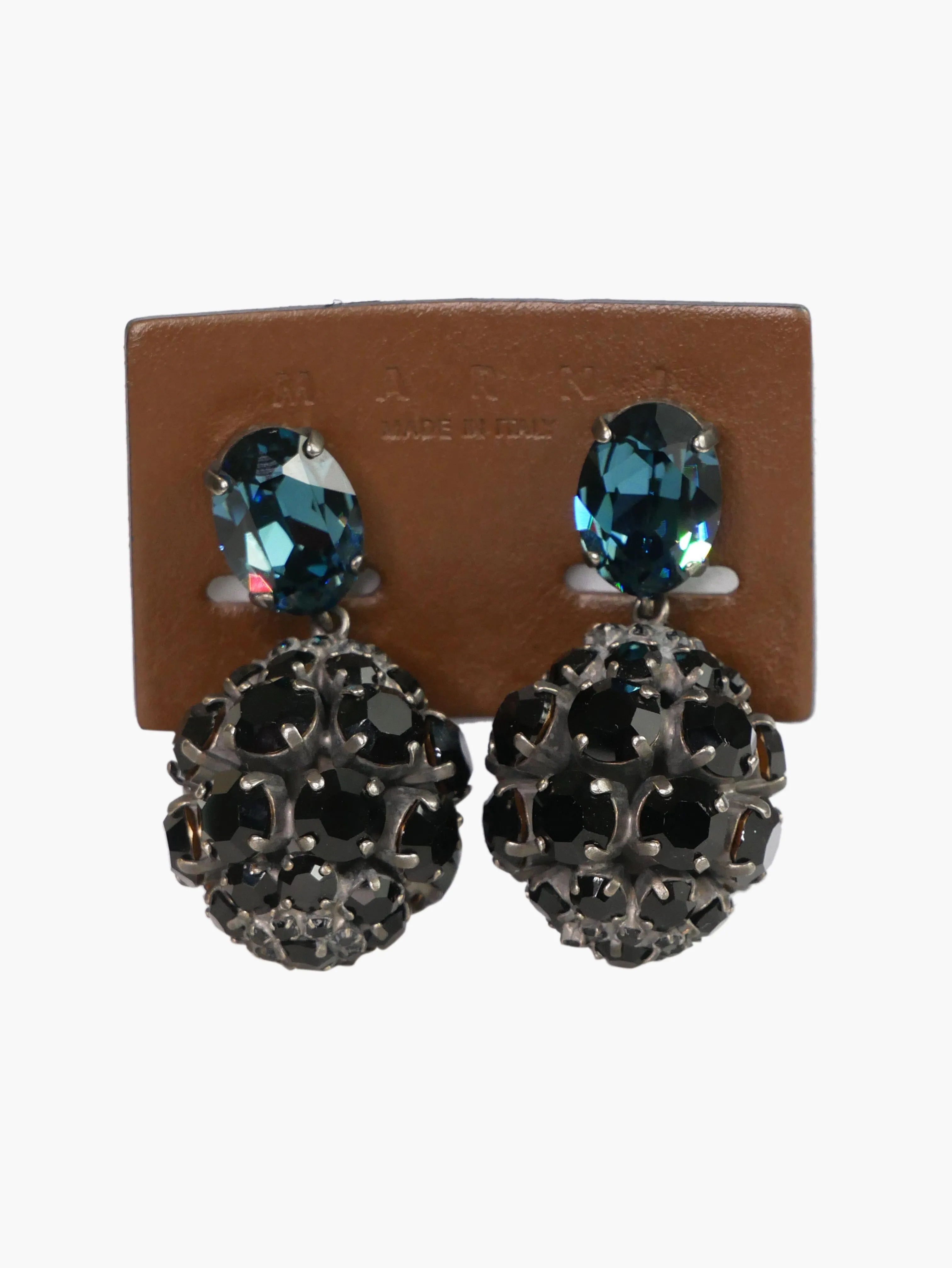 Black gemstone clip-on earrings
