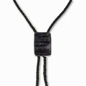 Black Tourmaline Leather Bolo Necklace
