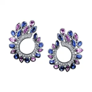 Blue and Pink Sapphire De la Vie Earrings