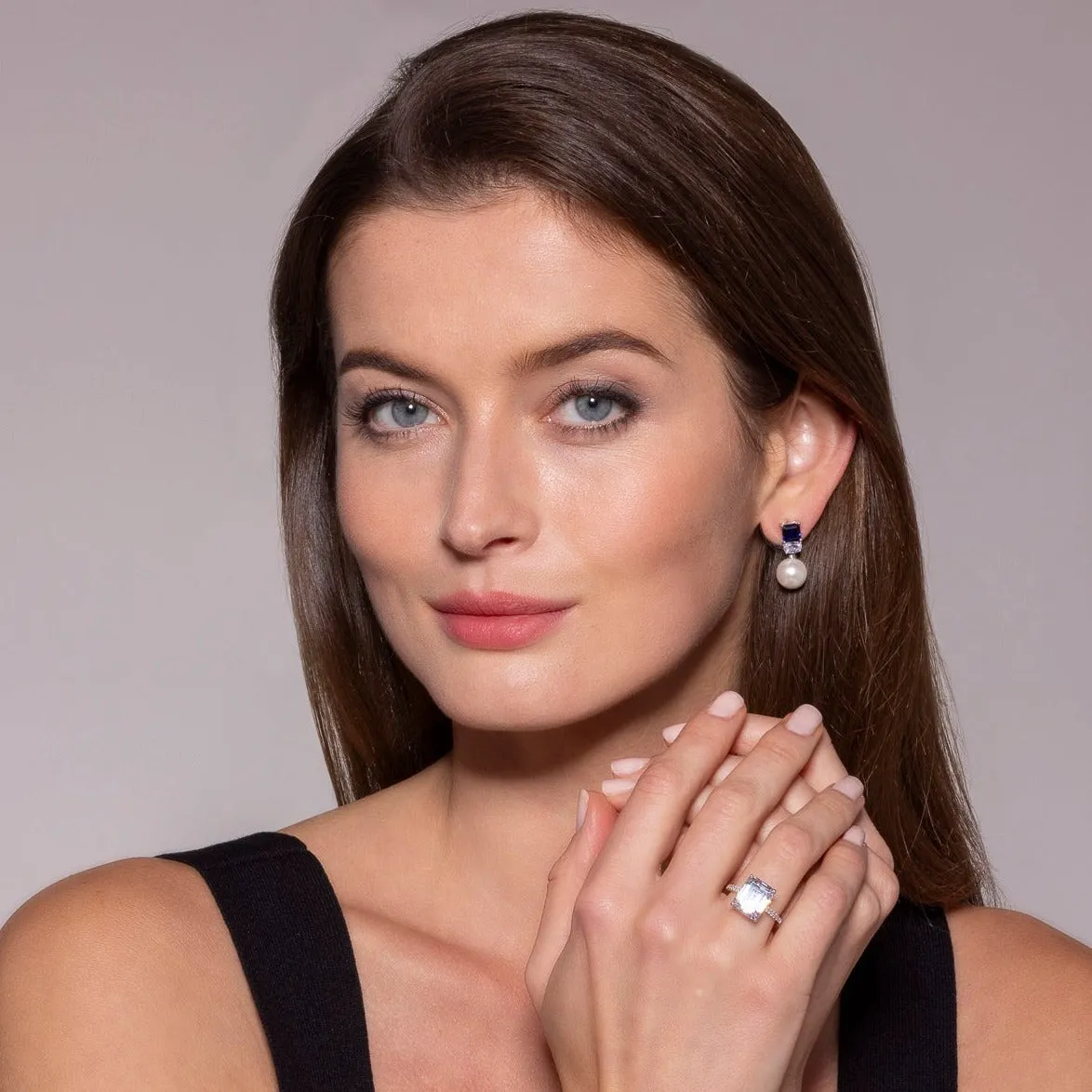 Blue Sapphire and Pearl Earring Drops