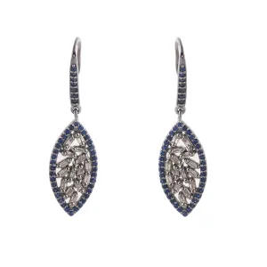 Blue Sapphire Diamond Baguette Earrings