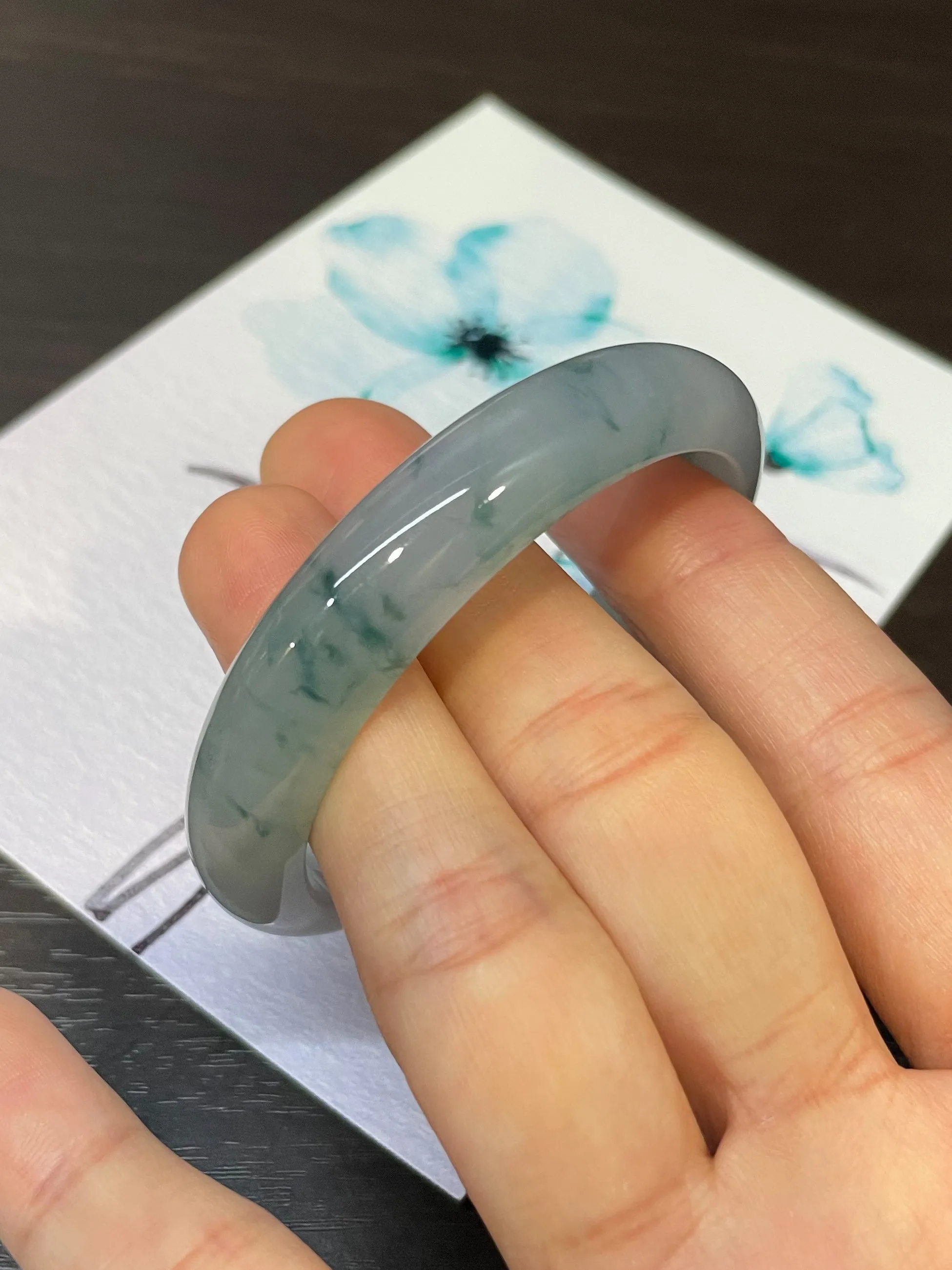 Bluish Lavender Jadeite Bangle | 53mm (NJBA002)