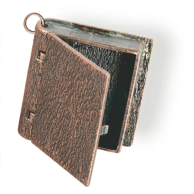 Book Locket Pendant - Antiqued Copper Color