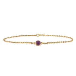 Bracelet Classique Or Jaune 375 Améthyste Rond Facette