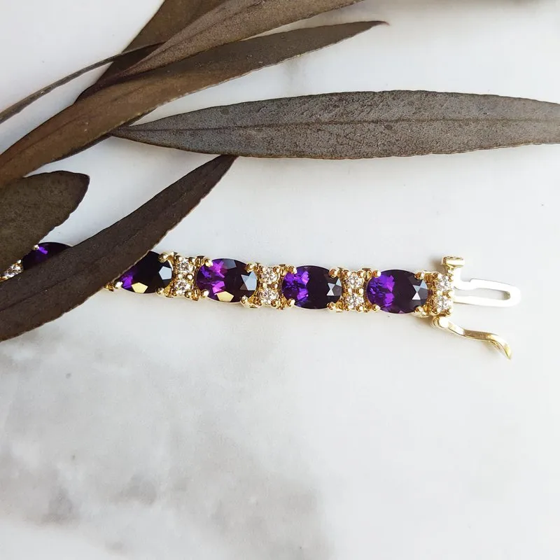Brazilian Amethyst Oval Tennis Bracelet